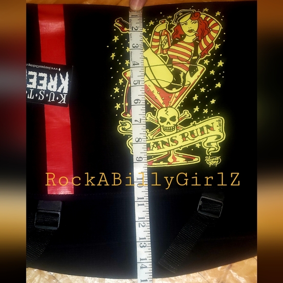 Sourpuss Man's Ruin Pinup Girl Martini Glass Tattoo Flash Laptop Messenger Bag - Picture 3 of 16